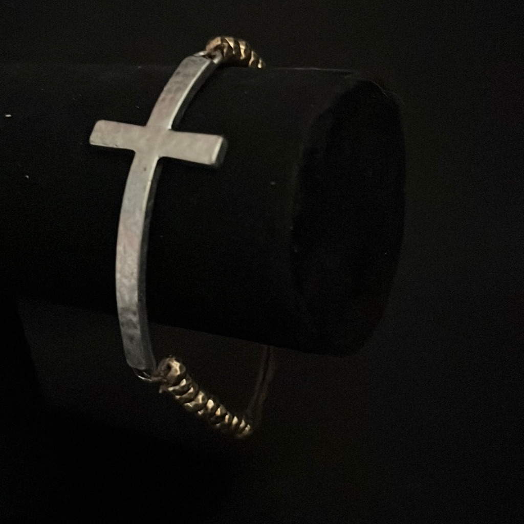 Metal And Cord Cross Bracelet